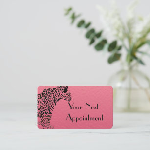Elegant Pink and Black Jaguar Appointment Card