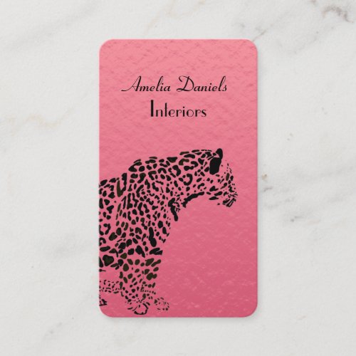 Elegant Pink and Black Jaguar Business Card