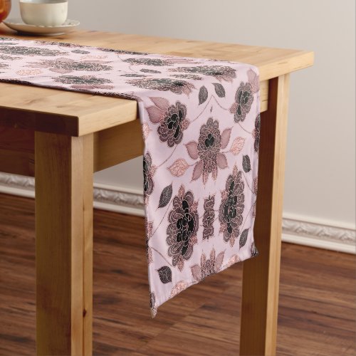 Elegant pink and black lace in vintage style  short table runner