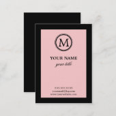 Elegant Pink and Black Monogram Business Cards (Front/Back)
