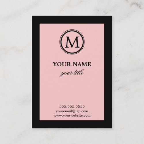Elegant Pink and Black Monogram Business Cards