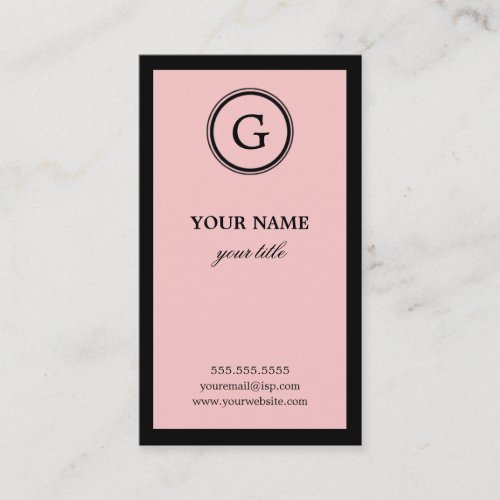 Elegant Pink and Black Monogram Business Cards