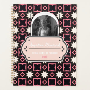 Elegant Pink and Black Pattern with Photo Social Planner