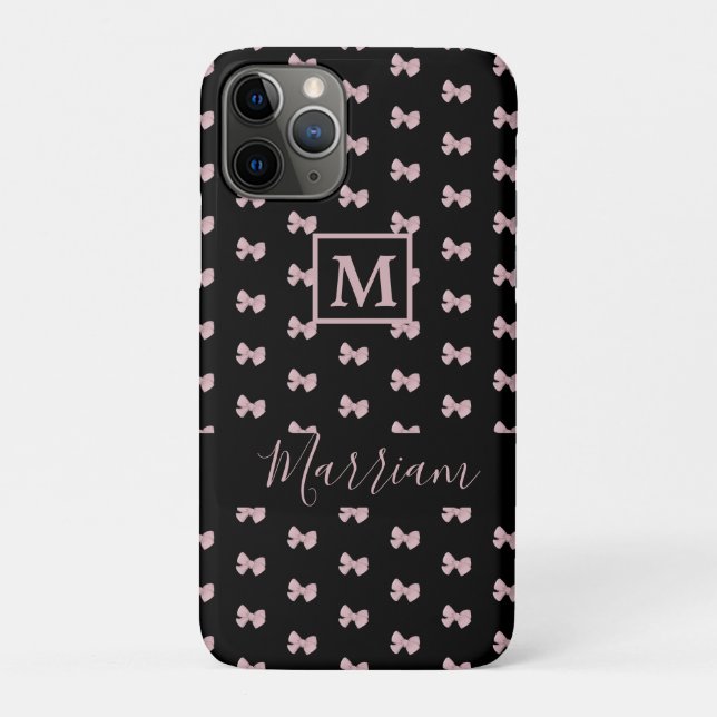 Elegant Pink and Black Personalized   Case-Mate iPhone Case (Back)