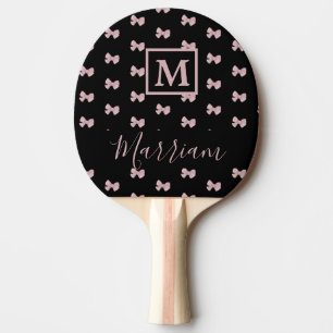 Elegant Pink and Black Personalized  Ping Pong Paddle