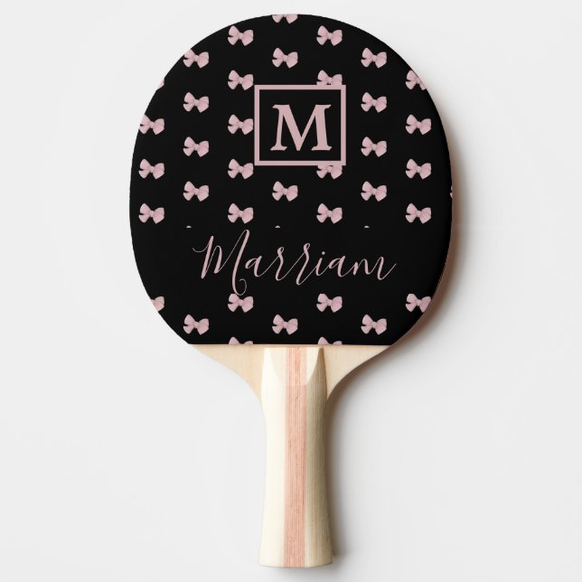 Elegant Pink and Black Personalized  Ping Pong Paddle (Front)