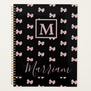 Elegant Pink and Black Personalized Planner