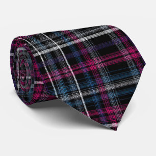Elegant Pink and Black Plaid Gingham Pattern Neck Tie