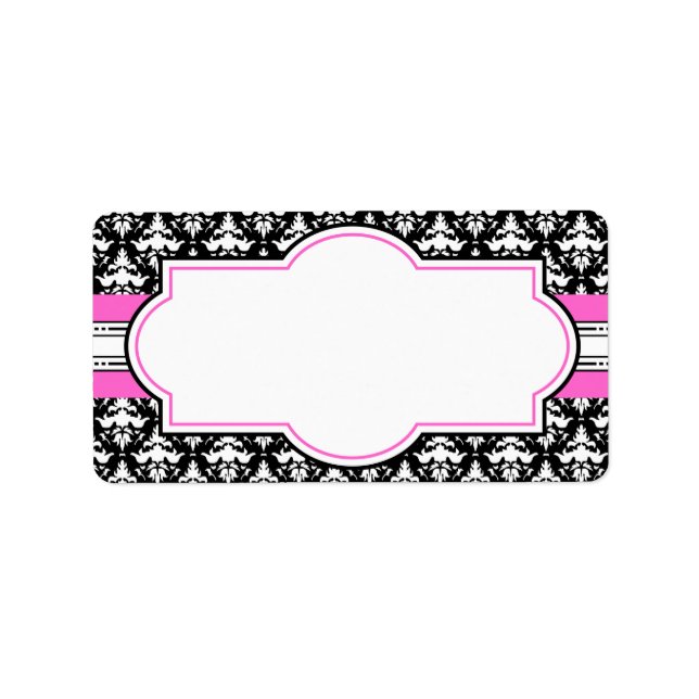 Elegant Pink and Black Printable Address Labels (Front)