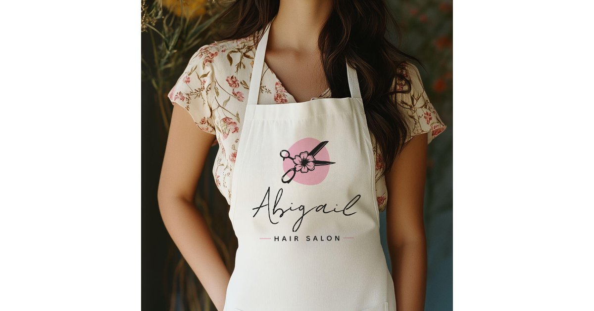 Scissors Apron Elegant Pink and Black Scissors Hair Stylist Salon Apron | Zazzle