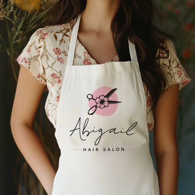 Scissors Apron Elegant Pink and Black Scissors Hair Stylist Salon Apron | Zazzle
