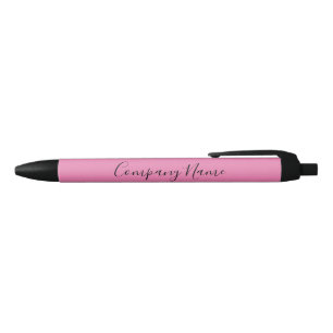 Elegant Pink and Black Script Company Name Website Pen