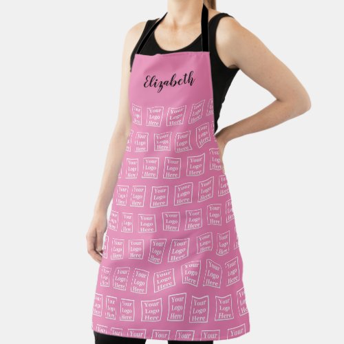 Elegant Pink and Black Script Name Your Logo Here Apron