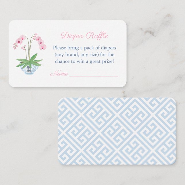 Elegant Pink And Blue Baby Shower Diaper Raffle Enclosure Card (Front/Back)