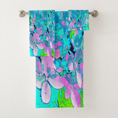 Elegant Pink and Blue Limelight Hydrangea Bath Towel Set