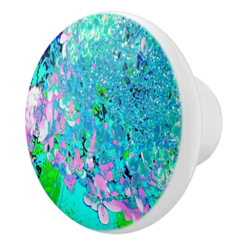 Elegant Pink and Blue Limelight Hydrangea Ceramic Knob