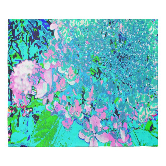 Elegant Pink and Blue Limelight Hydrangea Duvet Cover (Front)