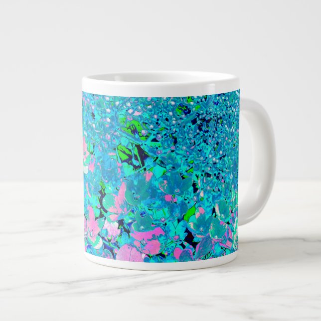 Elegant Pink and Blue Limelight Hydrangea Giant Coffee Mug (Front Right)
