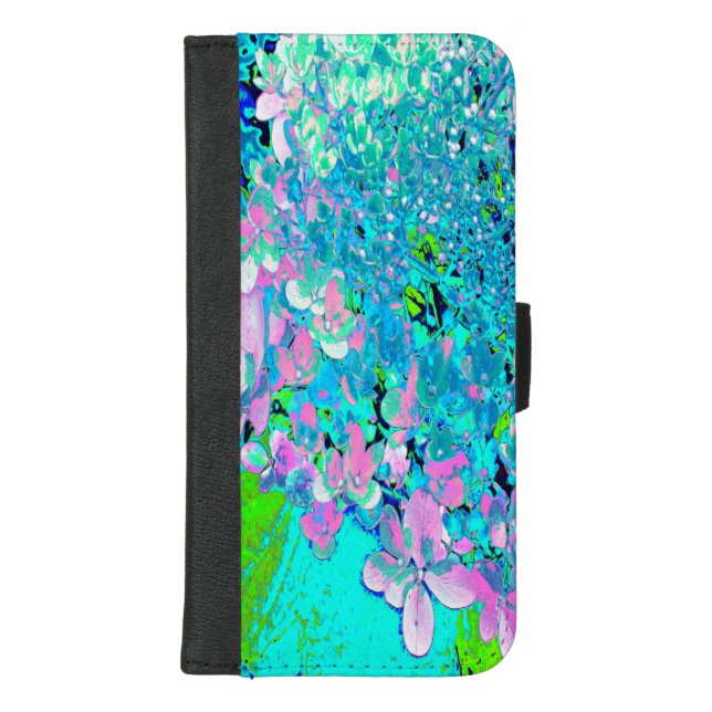 Elegant Pink and Blue Limelight Hydrangea iPhone Wallet Case (Front)