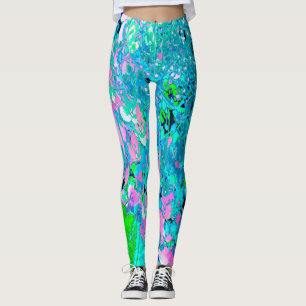 Elegant Pink and Blue Limelight Hydrangea Leggings