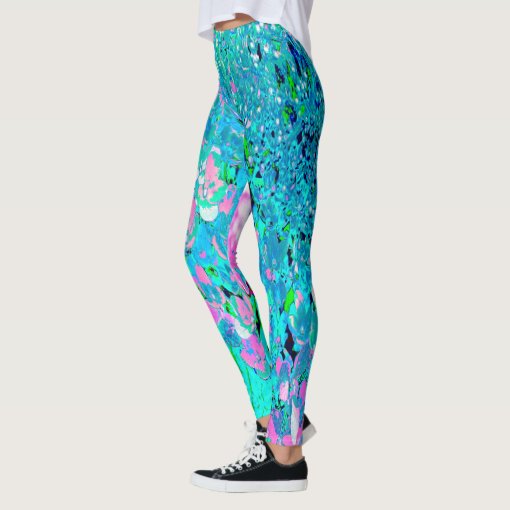 Elegant Pink and Blue Limelight Hydrangea Leggings Zazzle