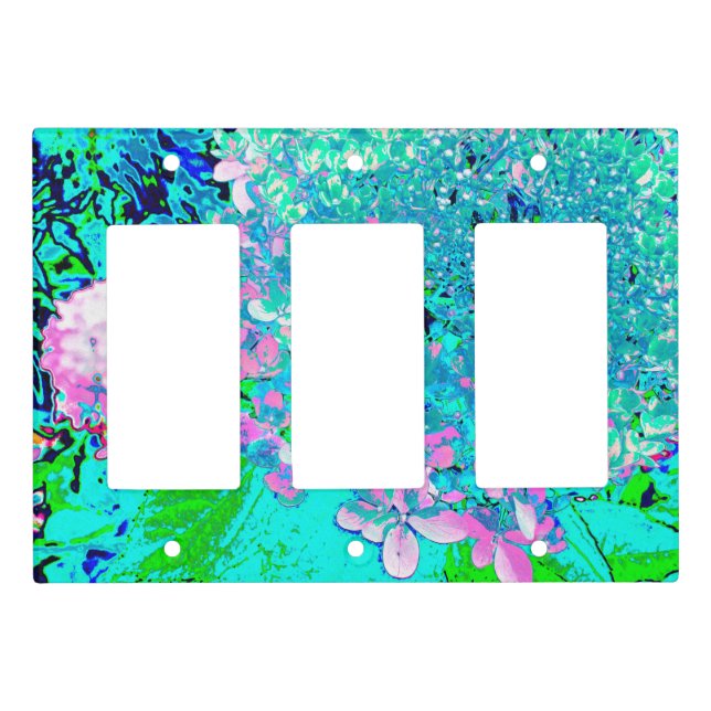 Elegant Pink and Blue Limelight Hydrangea Light Switch Cover (Front)