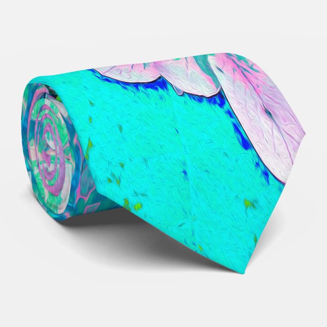 Elegant Pink and Blue Limelight Hydrangea Neck Tie (Rolled)