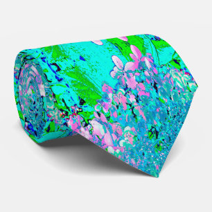 Elegant Pink and Blue Limelight Hydrangea Neck Tie