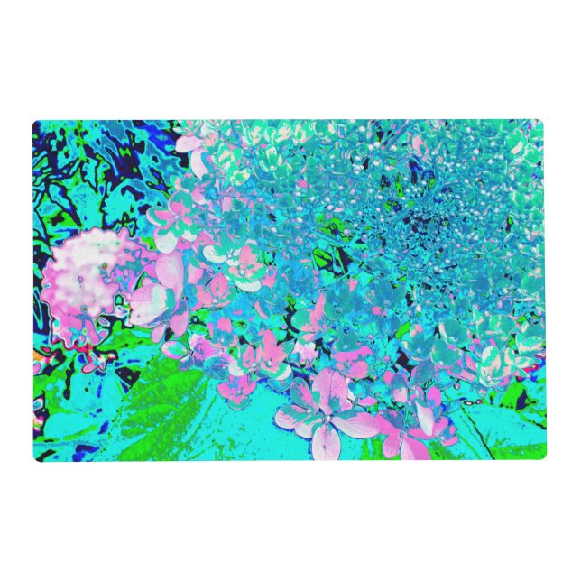Elegant Pink and Blue Limelight Hydrangea Placemat (Front)
