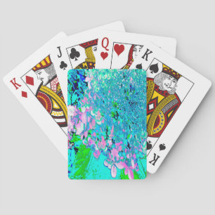 Elegant Pink and Blue Limelight Hydrangea Poker Cards
