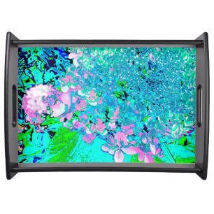 Elegant Pink and Blue Limelight Hydrangea Serving Tray