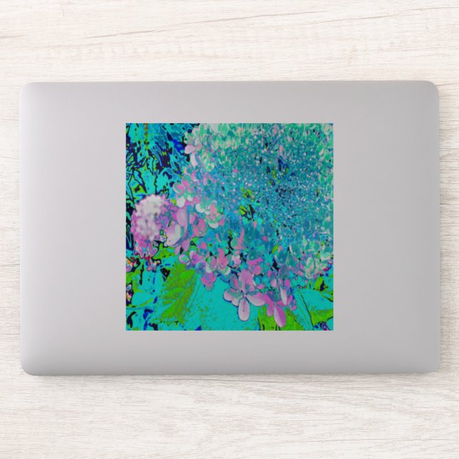 Elegant Pink and Blue Limelight Hydrangea Sticker (Computer)