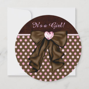 Elegant Pink and Brown Baby Girl Shower Invitation
