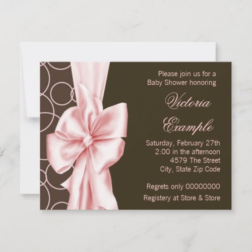 Elegant Pink and Brown Baby Girl Shower Personalized Invitation