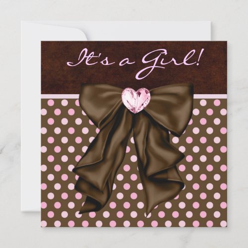 Elegant Pink and Brown Baby Girl Shower Personalized Invite
