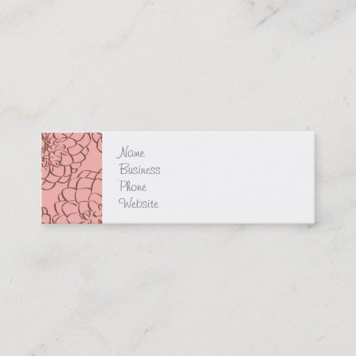 Customizable Elegant Pink and Brown Flower Sketch Drawing Business Card Templates