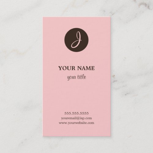 Elegant Pink and Brown Monogram Business Cards