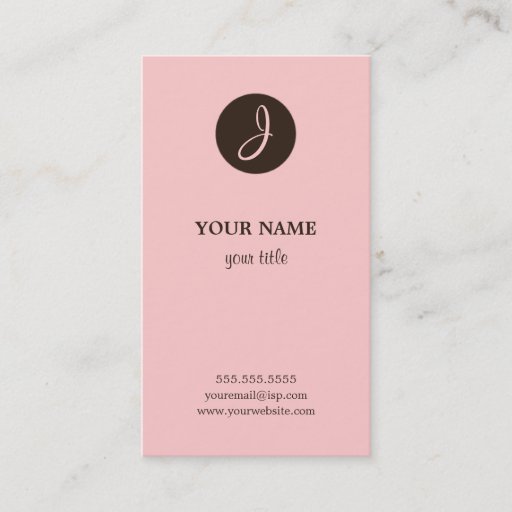 Customizable Elegant Pink and Brown Monogram Business Cards