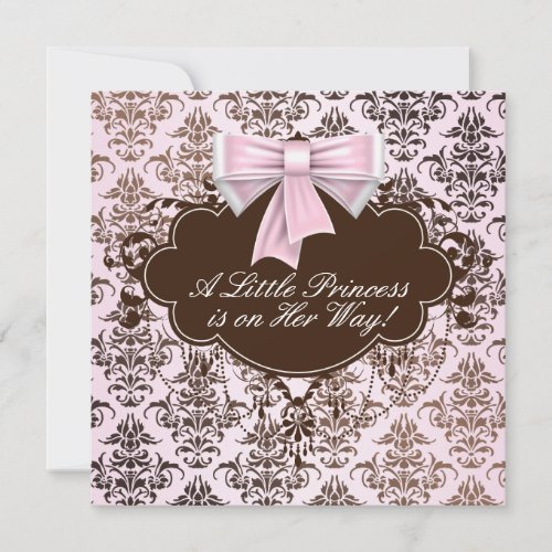 Elegant Pink and Brown Princess Baby Shower Invitation