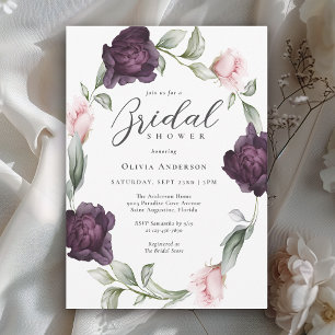 Elegant Pink and Burgundy Floral Bridal Shower Invitation
