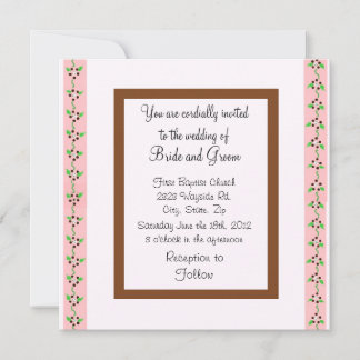 Elegant Pink and Chocolate Wedding Invitation