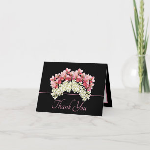 Elegant Pink and Cream Orchid Garlands Thank You Card