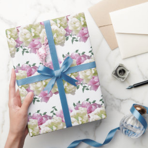Elegant Pink and Cream Peony Wrapping Paper