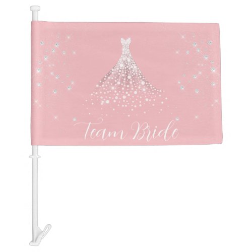 Elegant Pink and Diamonds Team Bride Car Flag