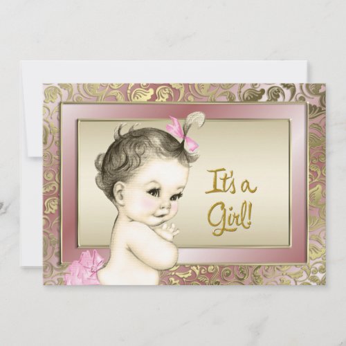 Elegant Pink and Gold Baby Shower Invitation