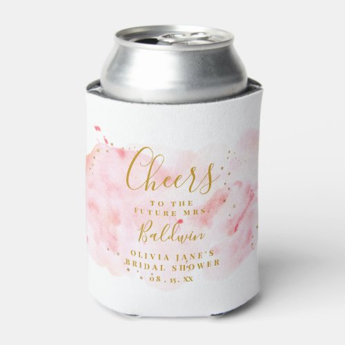 Elegant Pink And Gold Bachelorette Bridal Shower Can Cooler