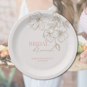 Elegant Pink and Gold Bridal Brunch Bridal Shower Paper Plates