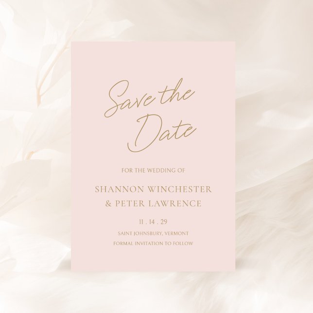 Elegant Pink and Gold Classic Wedding Save The Date (Creator Uploaded)