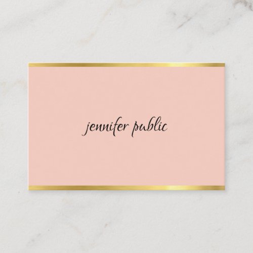 Elegant Pink And Gold Cursive Hand Script Modern Business Card