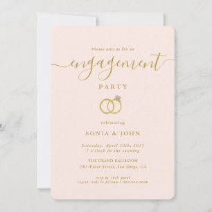 Elegant Pink and gold engagement party invitation